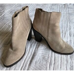 Joie Tan Suede Ankle Booties Block Heel Western Inspired Size 36.5